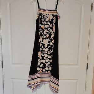 DKNY Black Dress with Striped Hem
